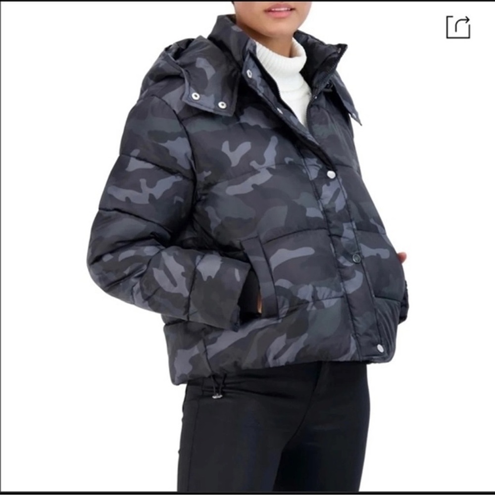 Sebby Black Camo Puffer Coat